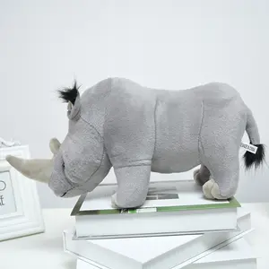 Vente en gros de jouets en peluche rhinocéros animaux réalistes jouet en peluche animaux sauvages jouets en peluche rhinocéros mignons