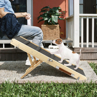 Rampe pliable en bois massif pour chien, 4 hauteurs réglables, portable, stable, avec tapis antidérapant, marches pour animaux de compagnie pour canapé, escalier, articles pour la maison des animaux
