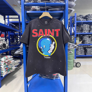 เสื้อยืดวินเทจผู้ชายขายส่ง ผ้าคอตตอนหนานุ่ม ทรงโอเวอร์ไซส์ พิมพ์ลายกราฟิก Saint Skeleton สกรีนโลโก้ได้ตามต้องการ สไตล์ไฮสตรีท - Product Image 5