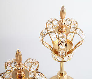 ゴールドクリスタルクラウンキャンドルホルダー燭台ウェディングセンターピーステーブルデコレーションメタルティーライトキャンドルスタンドウェディングデコレーション - Product Image 2