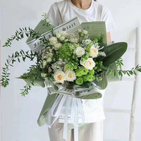 Papier d'emballage pour fleurs Aierflorist King Snow White, papier journal anglais, plastique OPP, imperméable, recyclable, matériaux floraux en papier