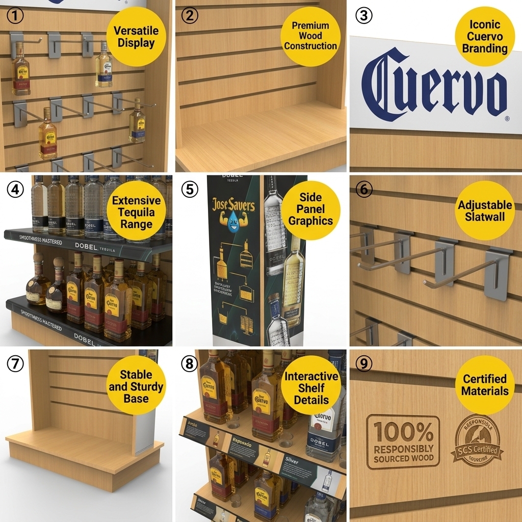 Wholesale Custom Premium Wooden Spirits Display Stand Whiskey Gin Bottle Rack for Craft Distillery Tasting Room Boutique Store — view 5