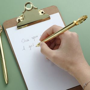 Gold Plated Rhinestone Leaf Top Twist Metal <b>Ballpoint</b> <b>Pen</b>, Elegant Decorative Luxury <b>Pen</b> Custom Logo - Product Image 6