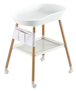 Table à langer en plastique durable pour <span class=keywords><strong>bébé</strong></span> avec rangement tout-en-un et roues freinées pour nouveau-nés - Product Image 3