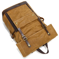 Tas Ransel Kanvas Batik Retro Kulit Crazy Horse Multi-Fungsi Tahan Air untuk Laptop, Dilengkapi Lapisan Poliester yang Dapat Diperluas
