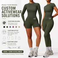 Ensemble de yoga 2 pièces pour femmes, haut court à manches longues sans couture, jupe taille haute, leggings, tenue de sport, vêtements de sport, tenue de gym