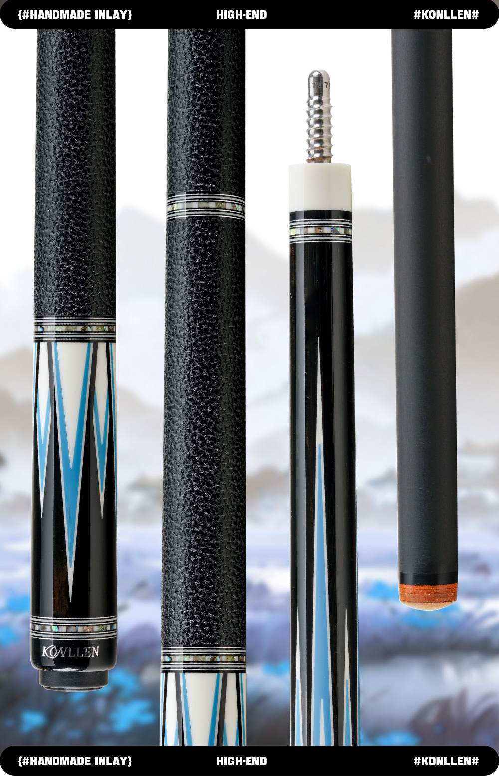 KONLLEN AK75-001 Carbon Fiber Pool Cue Stick with Low Deflection