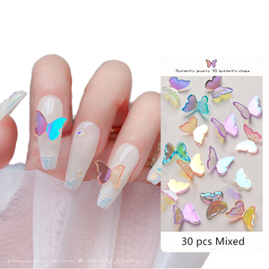 Accessoires pour ongles 3D populaires, 30 pièces/sac, accessoires pour ongles en résine colorée en forme de papillon, adaptés aux produits de manucure DIY pour femmes - Product Image 1