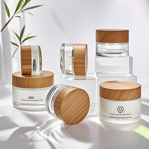 Custom Printed Frosted 50g Cosmetic Jar Bamboo Body Butter Cream Glass Jar with Bamboo Lid - Product Image 4