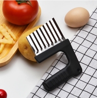 Alat dapur pemotong buah sayuran, pisau pemotong buah Stainless Steel, pengupas pinggiran bergelombang, pemotong kentang goreng Prancis