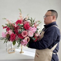 Rangkaian Bunga DKB Centerpieces Pink 50cm Bola Bunga Sutra Bola Bunga Artifisial Bola Bunga Peach