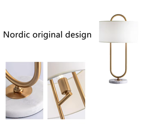 Wolongmountain Moderne Luxus-Marmor-Tischlampe, Schlichte Stoffschirm-Schreibtischleuchte für Wohnzimmer Arbeitszimmer Schlafzimmer Nachttisch Heimdekoration - Product Image 5