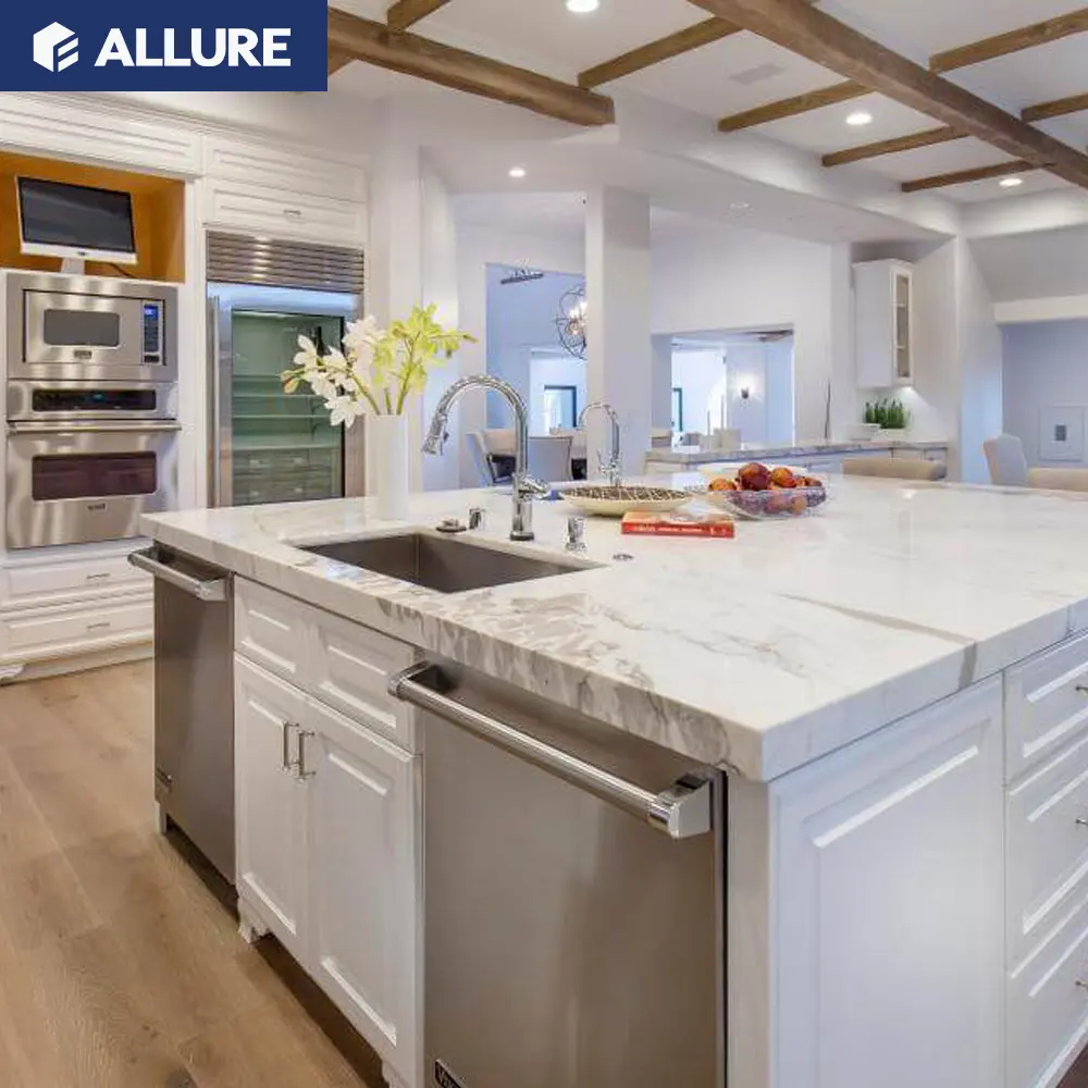 Allure white ash solid oak kitchen cabinets in kitchen