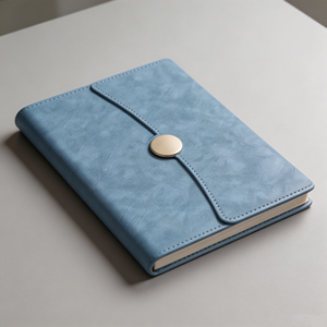 Blue Imitation Leather Hardcover <b>Diary</b> With Gold Snap Closure And Sewing Binding - Product Image 2