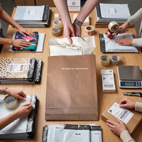 Sobre de Papel Kraft Personalizado, Reciclable, Biodegradable, Autoadhesivo, con 2 Tiras de Sellado, para Camisetas y Ropa