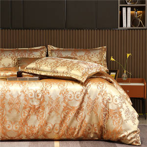 Ensemble de couette de luxe <span class=keywords><strong>reine</strong></span> toutes saisons draps de lit Jacquard taie d'oreiller housse de couette ensemble de literie Jacquard de luxe - Product Image 2