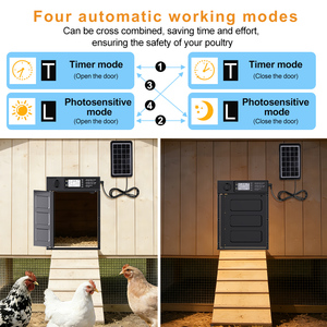 Porte <span class=keywords><strong>automatique</strong></span> pour <span class=keywords><strong>poulailler</strong></span> avec panneau solaire en aluminium, contrôlée par application, anti-pincement, télécommande WiFi/BLE - Product Image 3