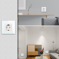 Touchmi 16A Enchufe de pared para el hogar Marco de vidrio Vidrio estándar de la UE + Material de PC Toma de corriente CE RoHS para certificado para el hogar/Hotel