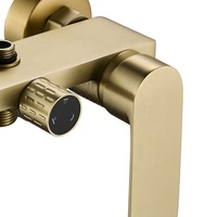 Ensemble de douche OEM personnalisé en laiton brossé doré, 3 fonctions, fixation murale, pluie, massage, haute pression, accessoires de salle de bain, vente en gros