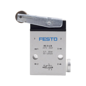 FESTOs RS‑3‑1/8 RS‑4‑1/8 วาล์วแบบลูกกลิ้งโยก ซีรีส์ RS วาล์วสวิตช์จำกัดลมแบบนิวแมติกสำหรับการควบคุมวงจรลม - Product Image 1