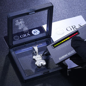 Collar con Colgante de Osito de Peluche Lindo Iced Out con Moissanita VVS que Pasa el Probador de Diamantes, Joyería Hip Hop de Plata Esterlina 925 al por Mayor - Product Image 3