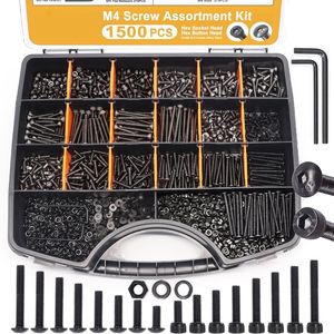 M4 <b>Screw</b> Assortment Kit 1500 Pcs Hex <b>Socket</b> Head Cap <b>Screws</b> Nuts Washers Grade 12.9 Alloy Steel Industrial Use - Product Image 1