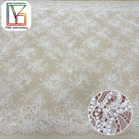 Tissu en dentelle florale 3D tendance avec perles, dentelle Chantilly, tissu à sequins, dentelle blanche perlée, dentelle française pour robes de mariée
