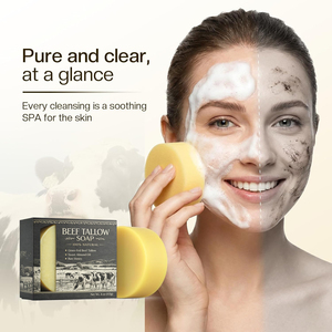 Мыло для тела с говяжьим жиром травяного откорма Private Label для глубокого очищения и отбеливания с использованием органического говяжьего жира и меда - Product Image 1