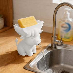 Porta Spugne da Cucina a Forma di Mucca Stampato in 3D – Organizzatore per Spugne Auto-Drenante da Lavello e Piano di Lavoro, Design a Mucca - Product Image 4
