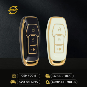 Innofit FOU1 Housse de protection pour clé de voiture Luxury TPU pour Ford Mustang Explorer Gold Edge Bon prix Accessoires - Product Image 1
