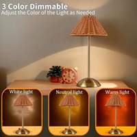 Lampe de chevet LED moderne à intensité variable sans fil, rechargeable, en métal marron, avec commande tactile