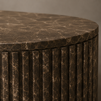 Table basse ronde OAKEN pour salon, en marbre Byron, avec plateau en pierre cannelée, décoration d'intérieur, table basse pour salon, meubles de maison