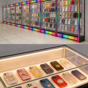 Expositor de Tabaco de Acrílico con Vitrina de Vidrio Templado Personalizada, Iluminación LED de Color en la Base, Exhibidor de Productos para Tiendas de Tabaco - Product Image 2