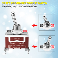 30A 12VDC SPST 2Pin interrupteur à bascule marche-arrêt 2Way 12V étanche métal robuste interrupteur à bascule avec couvercle en caoutchouc de démarrage