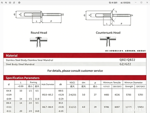 Rivets aveugles en acier inoxydable et aluminium, étanches, à tête doublement fraisée, à extrémité ouverte, vente en gros - Product Image 6
