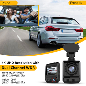 4K Dash Cam Ống Kính Kép Phía Trước Và Bên Trong Máy Ảnh Xe Video Recorder DVR Hộp Đen Tầm Nhìn Ban Đêm Cho Taxi Bãi Đậu Xe Màn Hình - Product Image 3