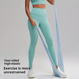 Pantalon de yoga uni couleur pêche taille haute extensible dans quatre directions écologique ajusté rehausseur de fessiers pour le sport et le fitness - Product Image 4