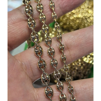 럭셔리 패션 신상 주얼리 18K 옐로우 골드 Au750 정품 리얼 골드 3.5mm 4.6mm 5.6mm 링크 커피빈 체인 목걸이 (여성/남성용)