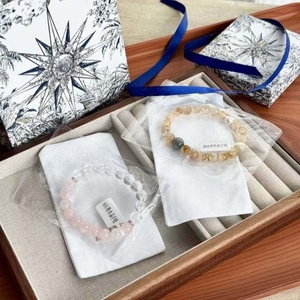 Healing Crystal Beaded Bracelet Clear Quartz Accent Minimalist Gemstone Jewelry Crystal Bracelet Set Gifts for Her Daily Wear - Product Image 2