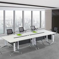 Bureau d'étudiant de style moderne, table modulaire pliable en MFC, convertible, extensible, réglable en hauteur, table de salle de formation avec roulettes