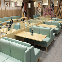 Nouveau design meubles de restaurant en forme de U en bois et cuir canapé chaise tables rondes stand sièges design cabines d'angle à vendre