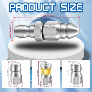 Cabezal de pulverización de liberación rápida de acero inoxidable de 1/4 para limpieza de tuberías de drenaje - Product Image 2
