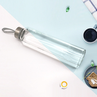 Bouteille d'eau en verre borosilicate haute qualité avec couvercle en acier inoxydable, étiquettes personnalisées, 360 ml, 550 ml, 750 ml