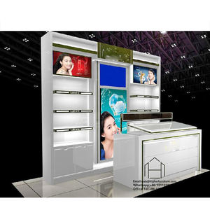 Centre commercial Popup en bois blanc rose belle jeune fille maquillage cosmétiques <span class=keywords><strong>kiosque</strong></span> affichage cosmétique - Product Image 3