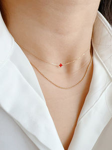 卸売 14Kゴールド ジュエリー 韓国風 ミニ 精巧 四つ葉のクローバー チャーム 14Kゴールド ペンダント ネックレス 女性用 - Product Image 6