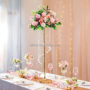 床プランター花瓶ウェディングデコレーションメタルシルバー人工花スタンドクリスタルビーズペンダントペンダント鉄製 - Product Image 6