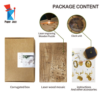 Kit Puzzle 3D Jam Kayu dengan Rak Dinding dan Penyangga, Kerajinan Perakitan DIY untuk Dekorasi Rumah, Kantor, dan Hadiah Kreatif