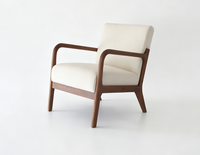 Fauteuil d'appoint en bois d'hévéa avec assise et dossier rembourrés, emballage KD