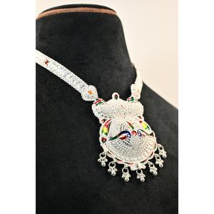 Ethnic Plaster Rani Haar Luxury Geometric Bezel Setting <b>Choker</b> Necklace <b>Silver</b> Manish Jewellers - Product Image 6