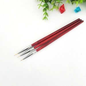Pinceau à liner pour nail art à poils synthétiques avec manche en bois rouge, style japonais, pinceau fin pour peinture au gel pour la conception de manucure - Product Image 3